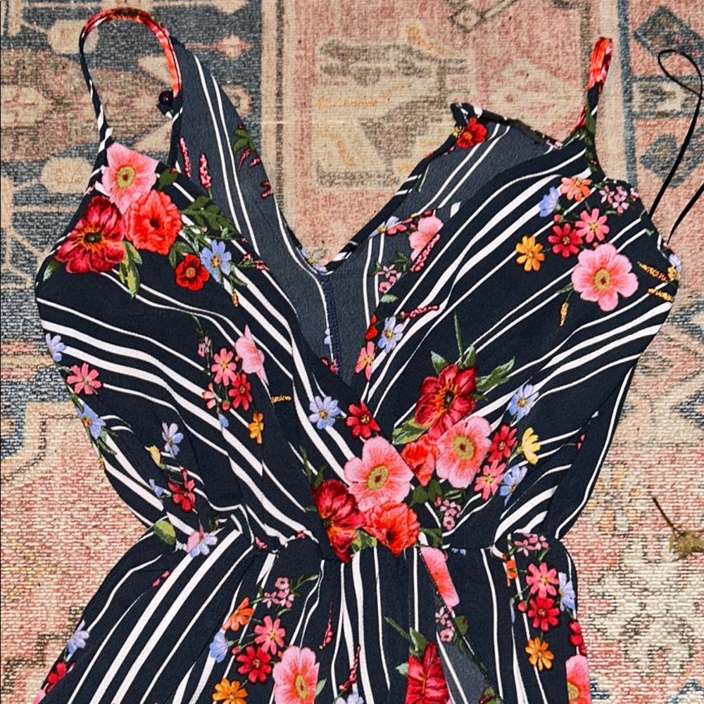 Floral Striped Jumpsuit